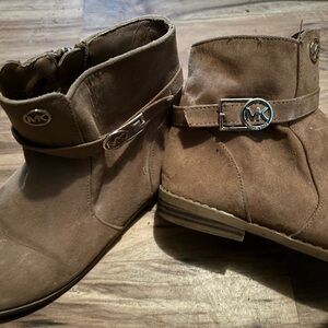 Michael Kors Tan Suede MK Logo Ankle Boots